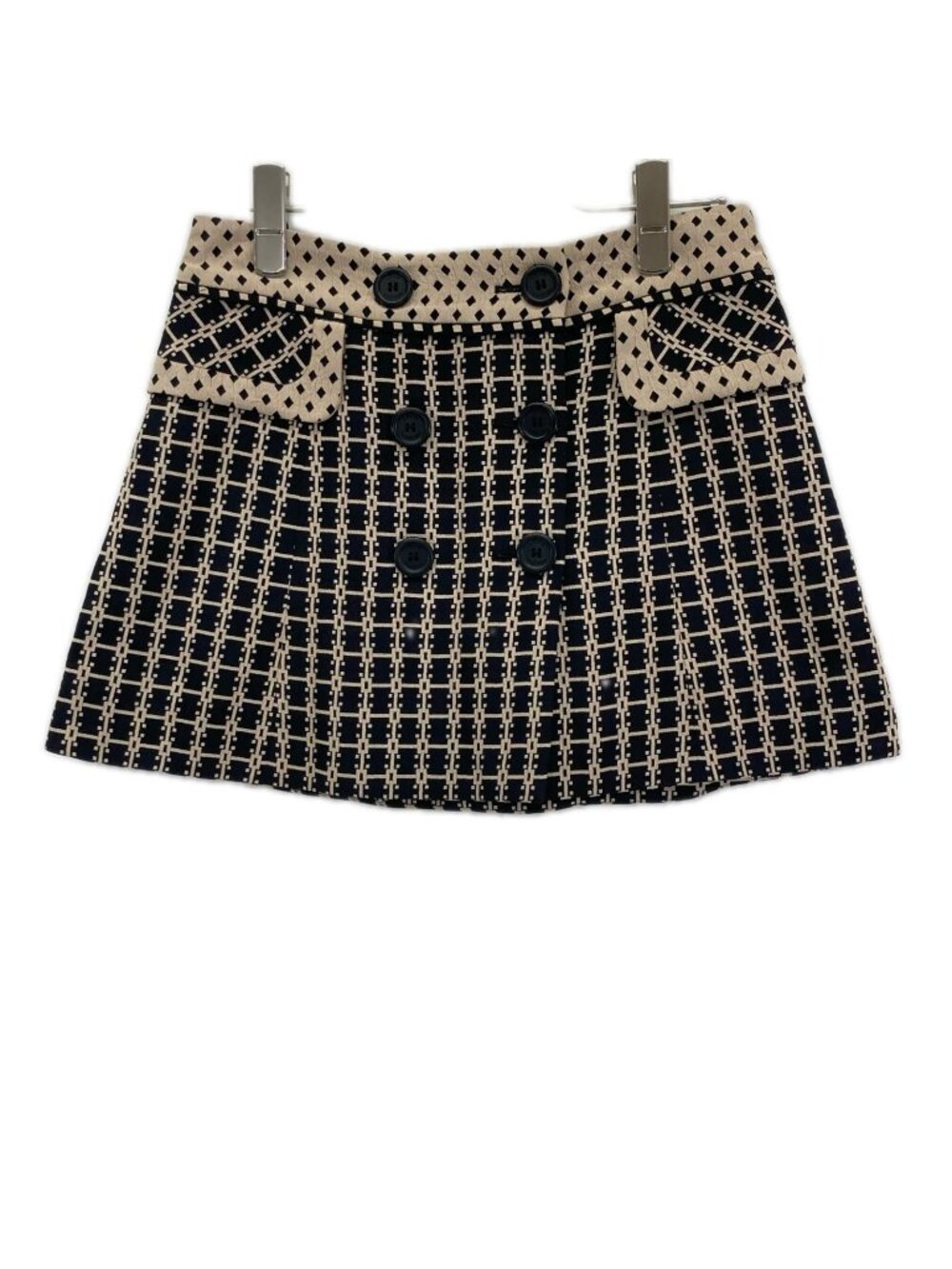 Louis Vuitton Double Button All Over Print Mini Skirt 34